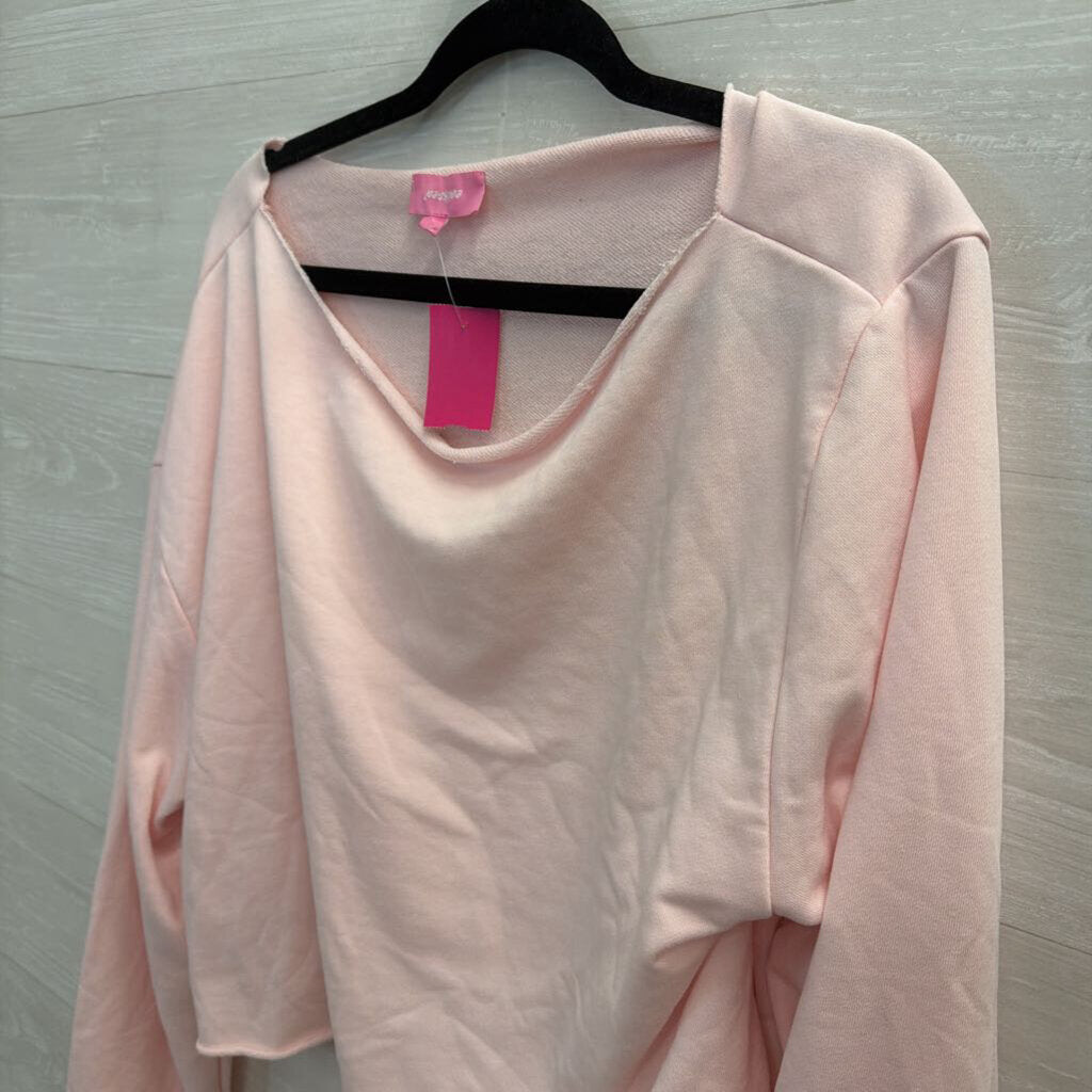 Edikted Light Pink Cropped Top Large Long Sleeve
