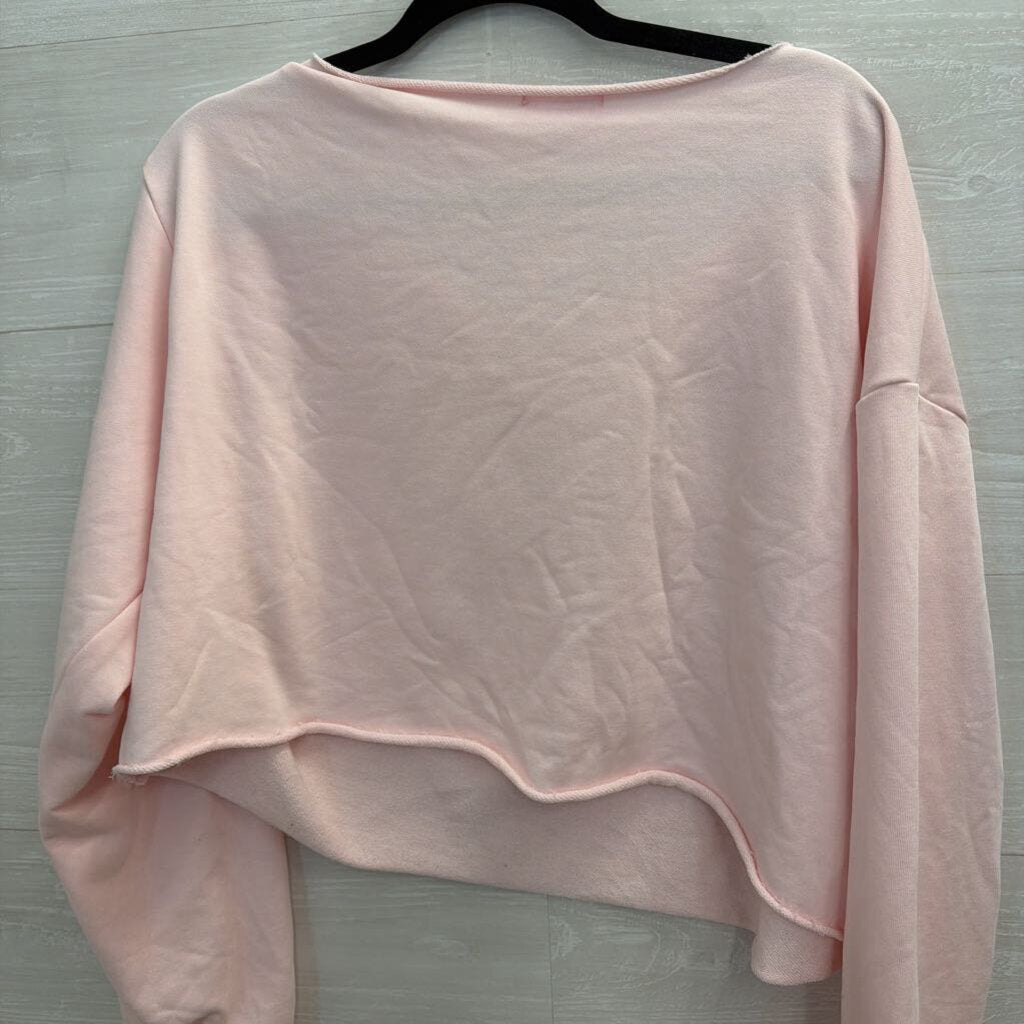 Edikted Light Pink Cropped Top Large Long Sleeve