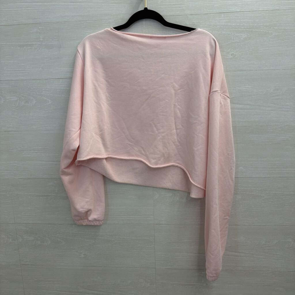 Edikted Light Pink Cropped Top Large Long Sleeve