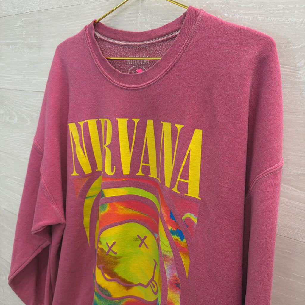 Nirvana Hot Pink Crew Neck Sweatshirt S/M