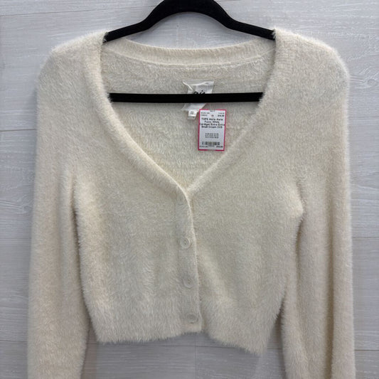 Aerie Fuzzy White Cardigan Extra Extra Small