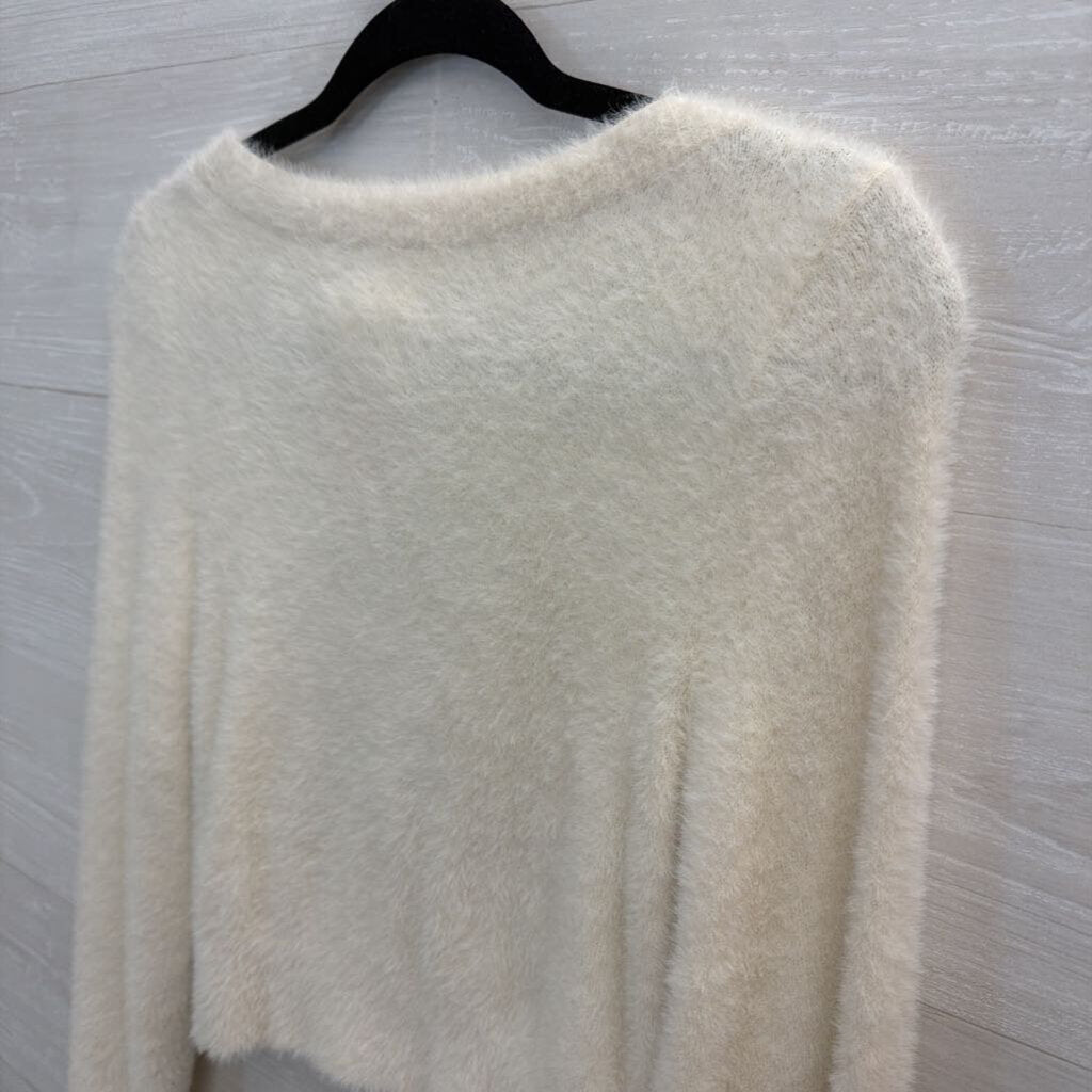 Aerie Fuzzy White Cardigan Extra Extra Small