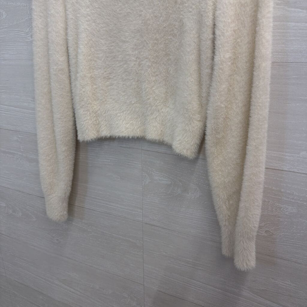 Aerie Fuzzy White Cardigan Extra Extra Small