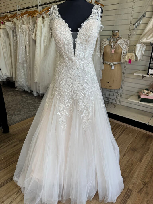 Christina Wu Blush/ Ivory Sequin Lace Bridal Gown 12