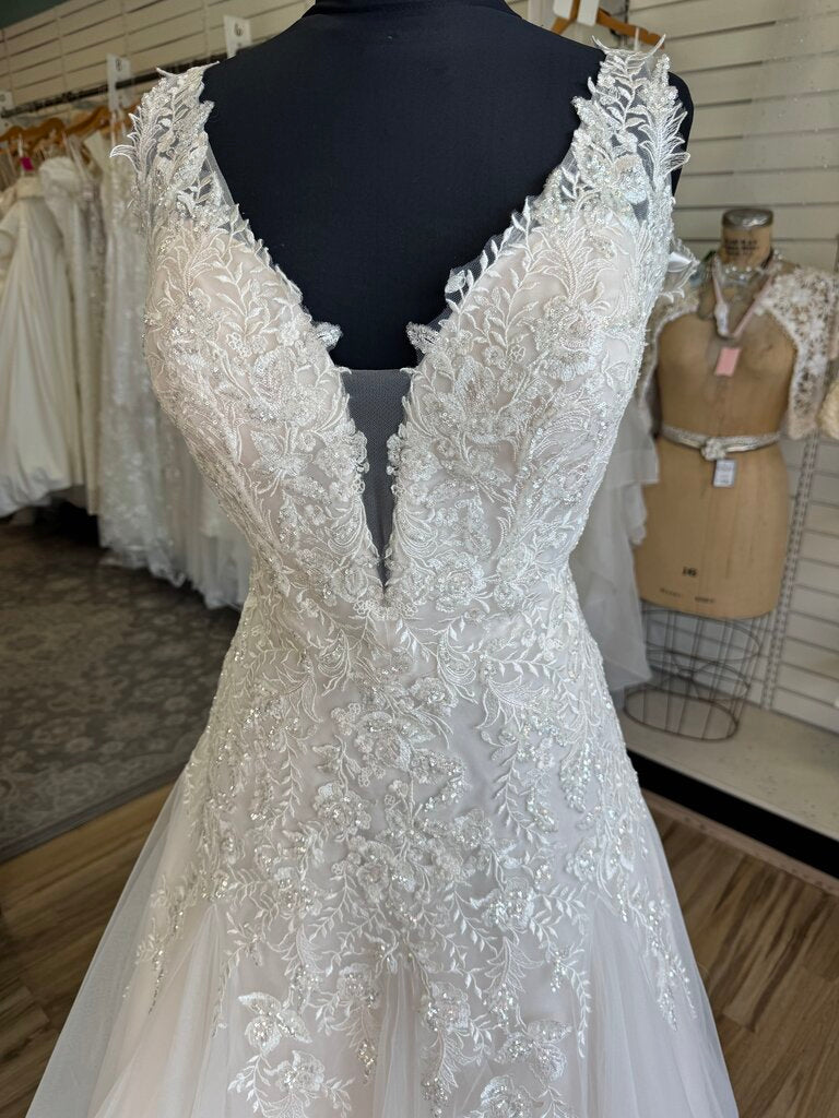 Christina Wu Blush/ Ivory Sequin Lace Bridal Gown 12