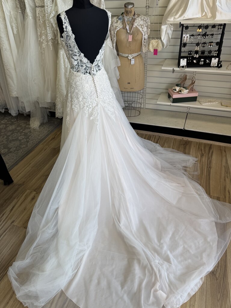 Christina Wu Blush/ Ivory Sequin Lace Bridal Gown 12