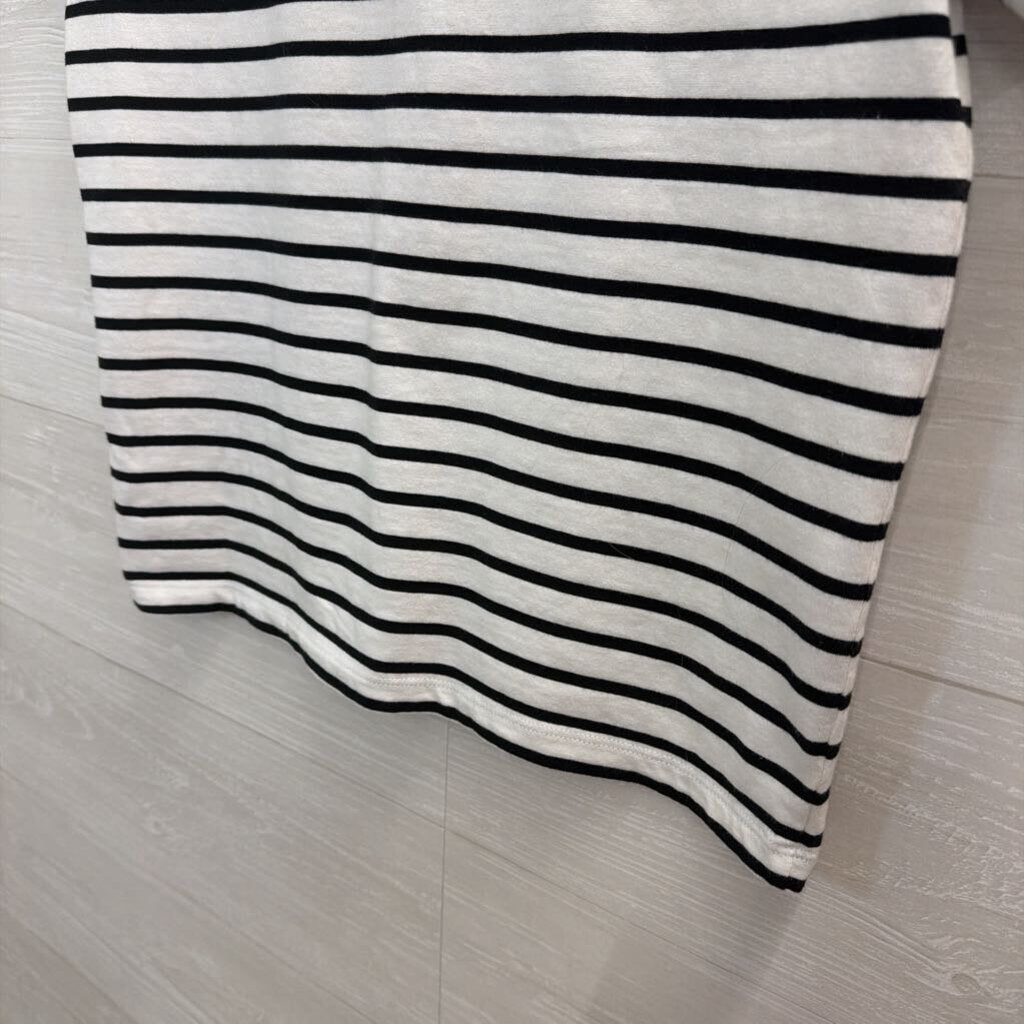 Madewell White/ Black Striped Cropped Short Sleeve Top Extra Small