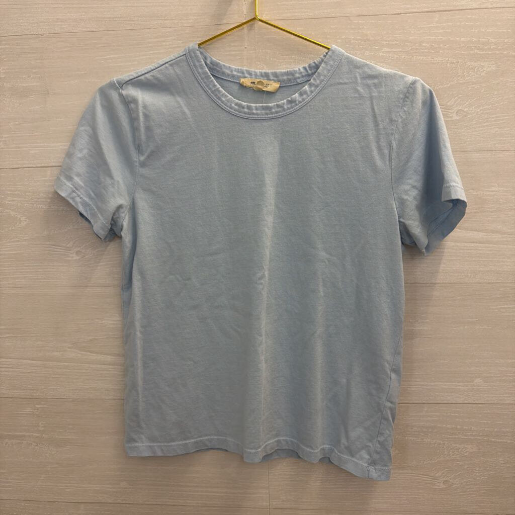 Madewell Blue Cropped Short Sleeve Top Extra Small