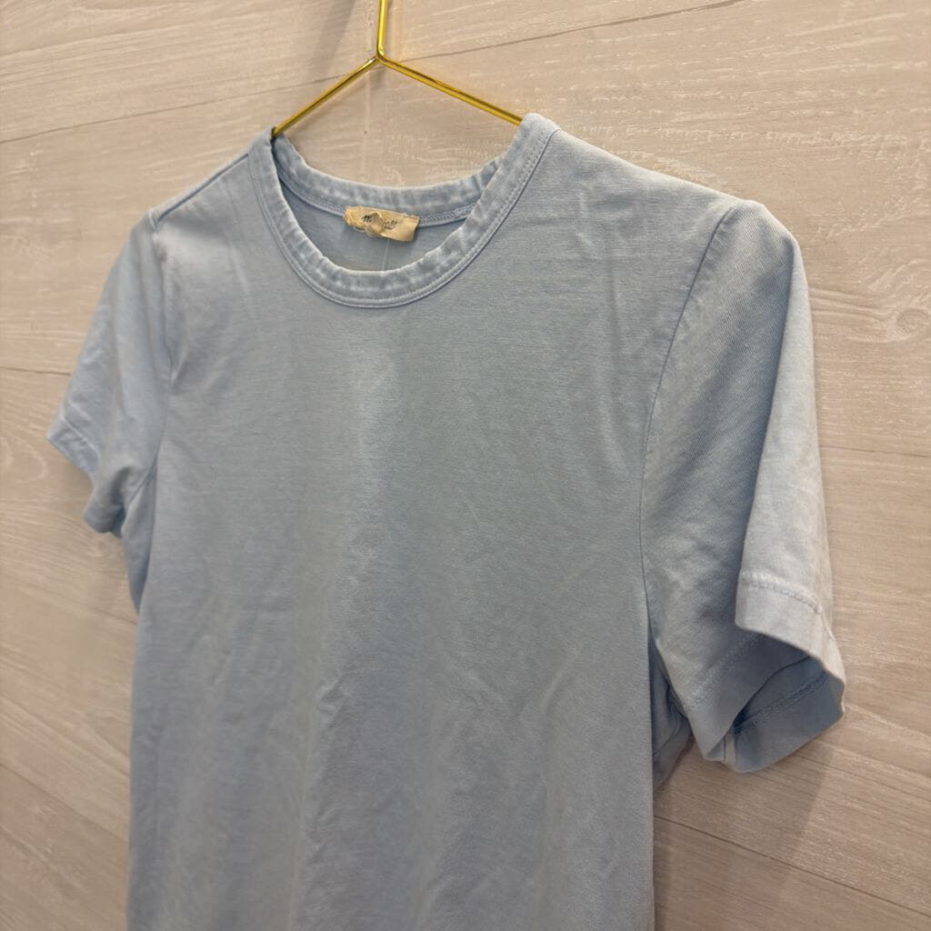 Madewell Blue Cropped Short Sleeve Top Extra Small