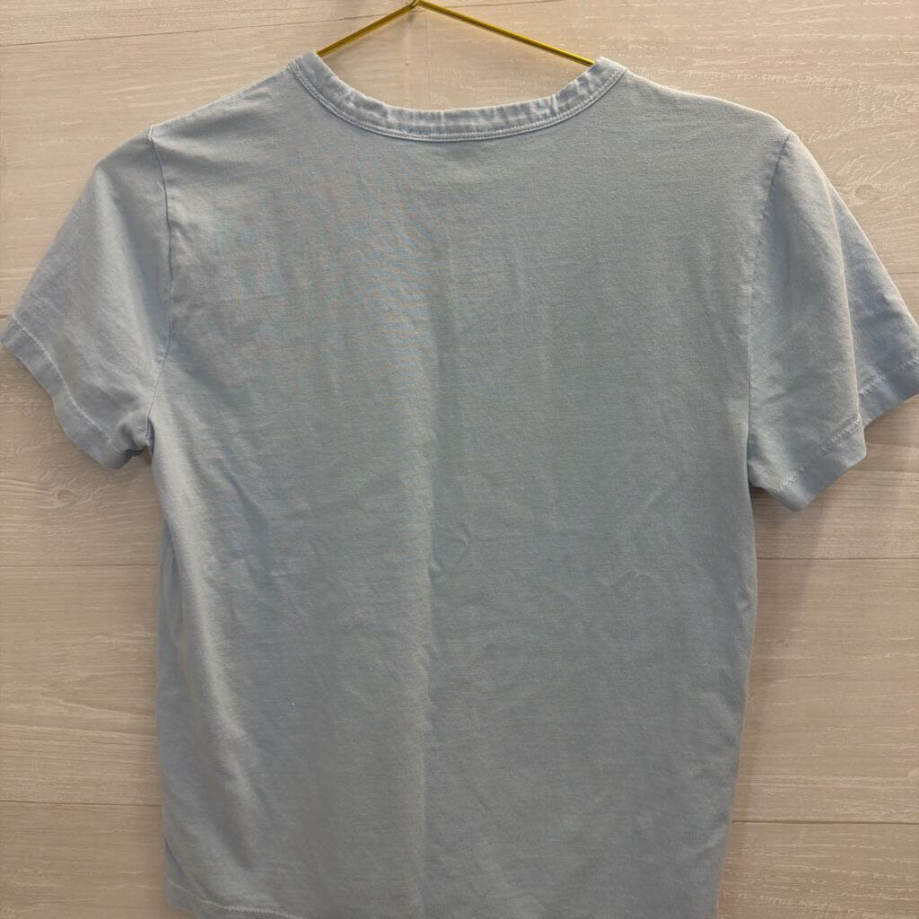 Madewell Blue Cropped Short Sleeve Top Extra Small