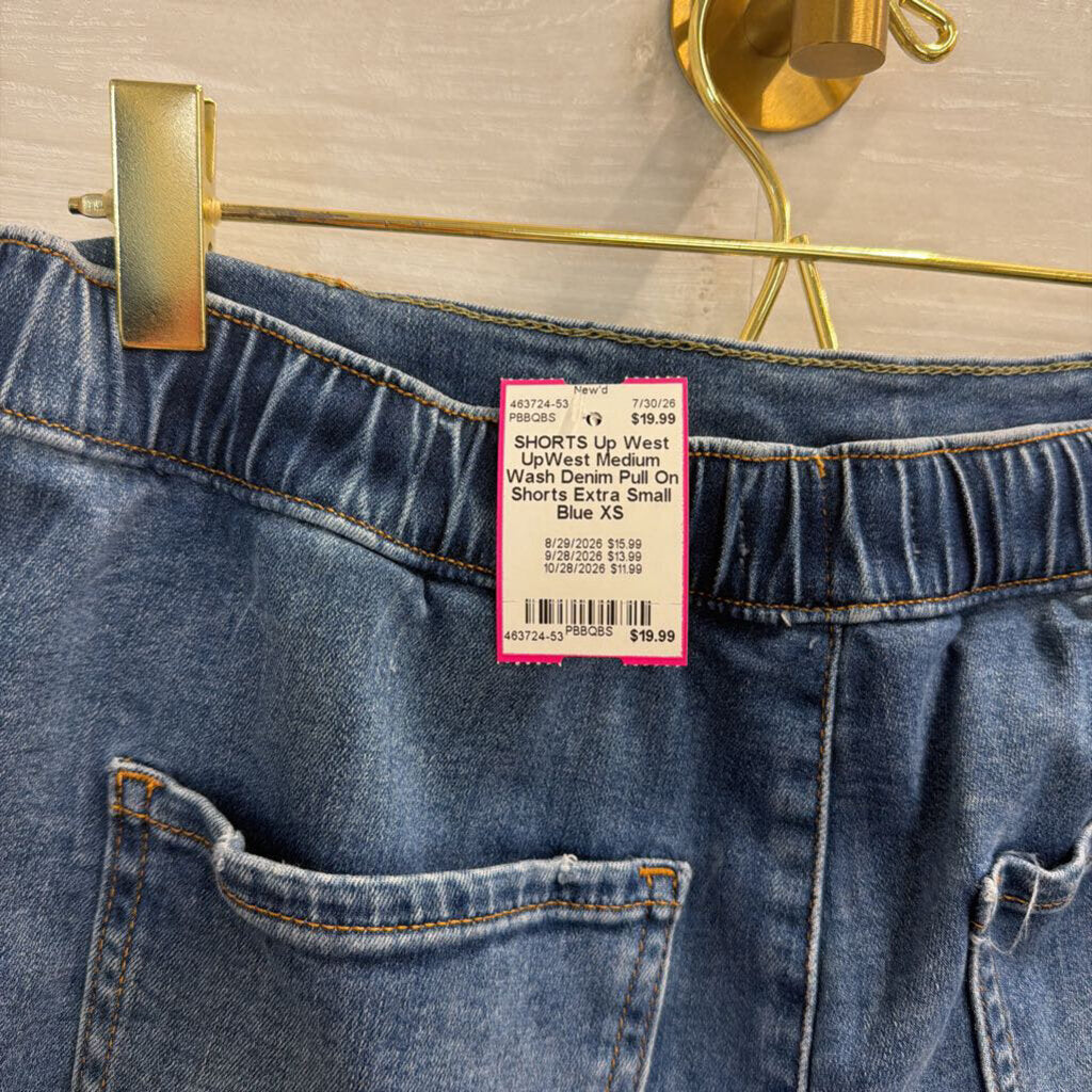 UpWest Medium Wash Denim Pull On Shorts Extra Small