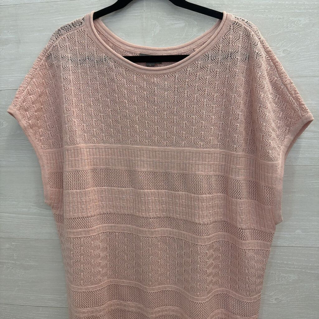 Style and Co Pink Knit Short Sleeve Top Extra Large