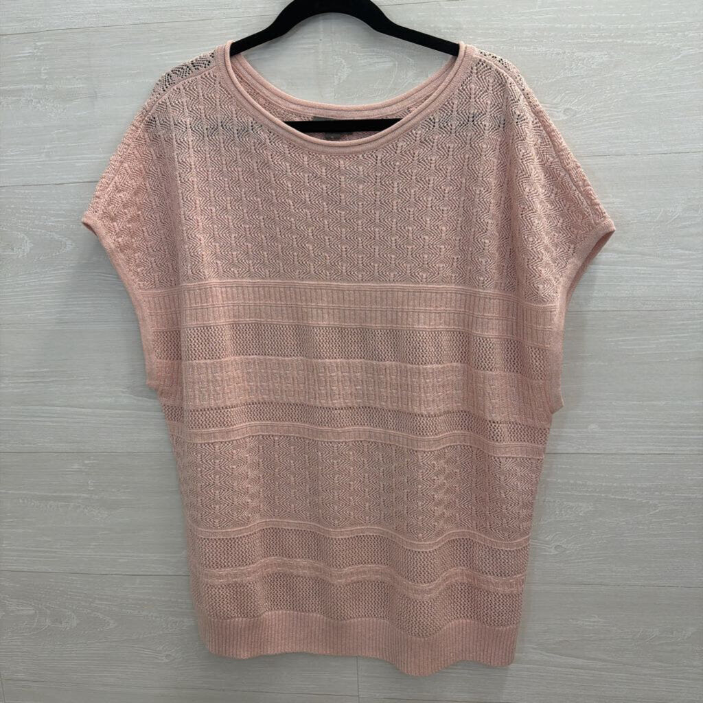 Style and Co Pink Knit Short Sleeve Top Extra Large