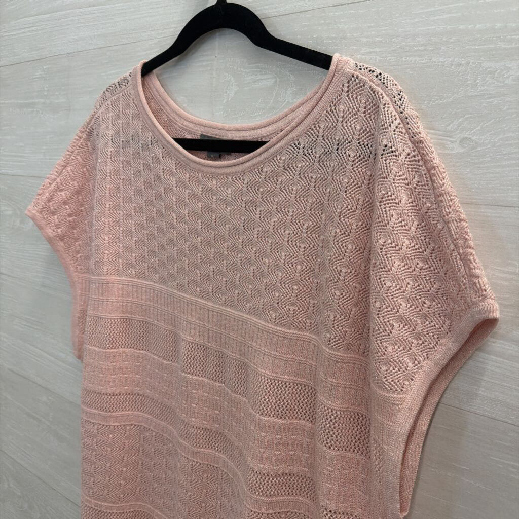 Style and Co Pink Knit Short Sleeve Top Extra Large