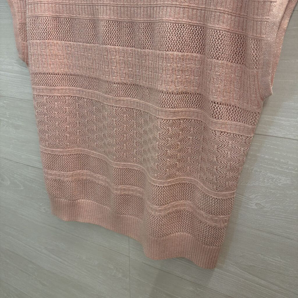 Style and Co Pink Knit Short Sleeve Top Extra Large