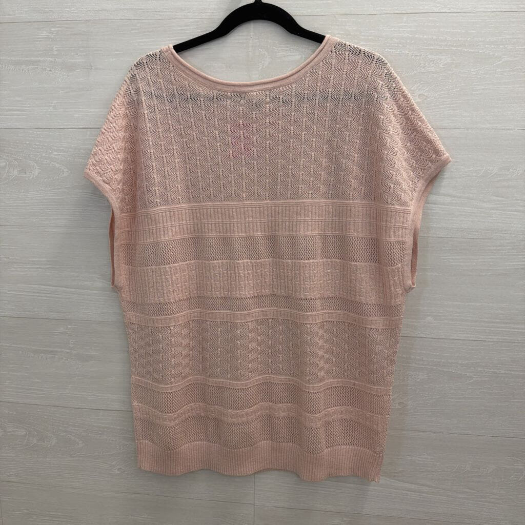 Style and Co Pink Knit Short Sleeve Top Extra Large