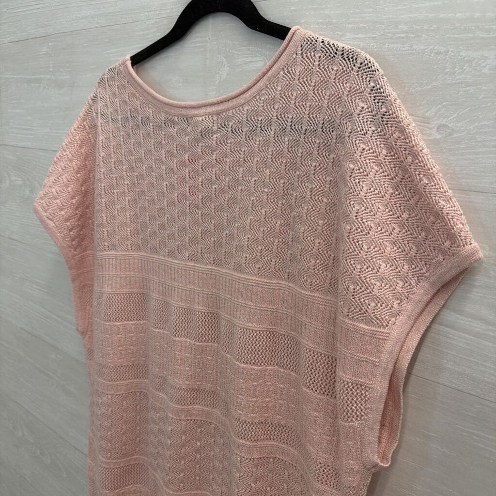 Style and Co Pink Knit Short Sleeve Top Extra Large