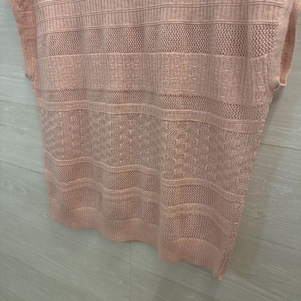 Style and Co Pink Knit Short Sleeve Top Extra Large