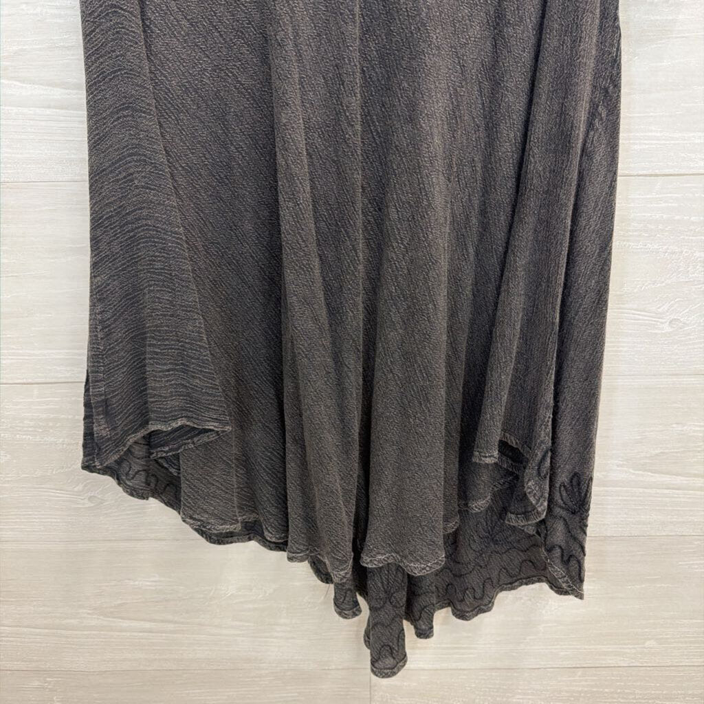 Lapogee Grey Embroidered Short Sleeve Top 1X