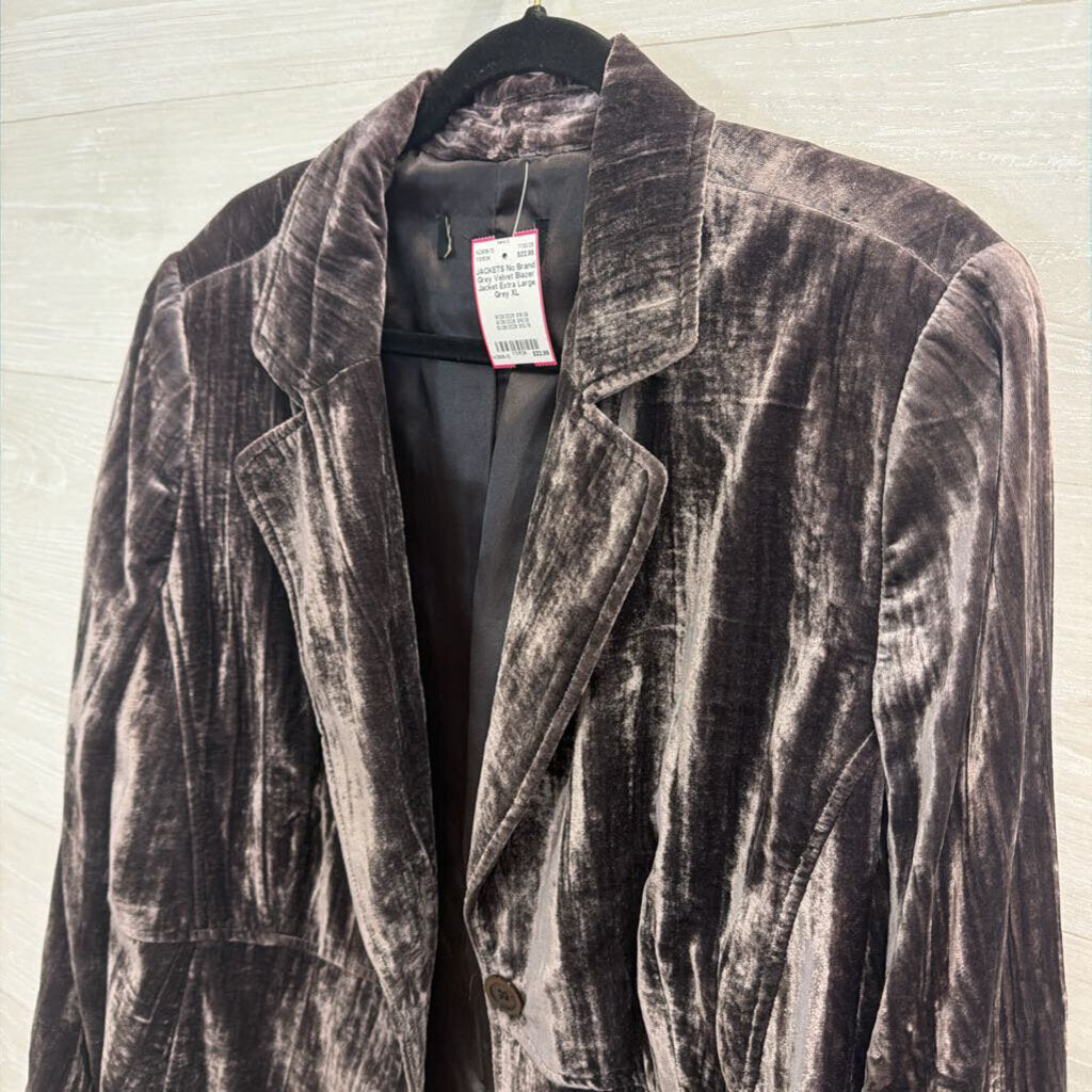 Grey Velvet Blazer Jacket Extra Large