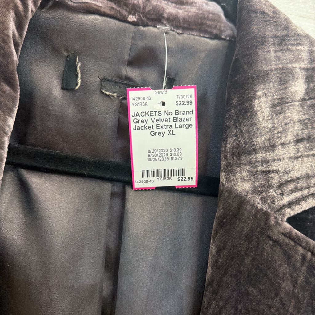Grey Velvet Blazer Jacket Extra Large