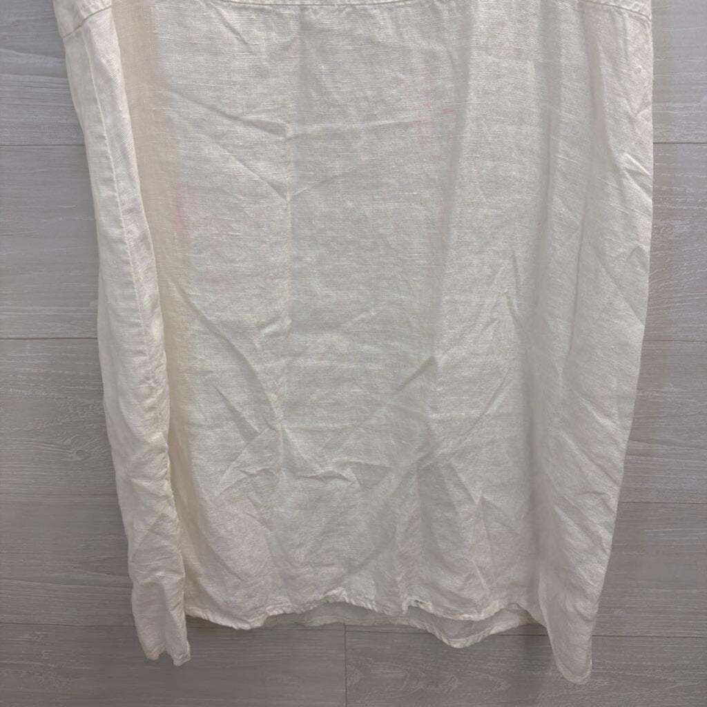 Flax White 100% Linen Sleeveless Shift Dress Medium