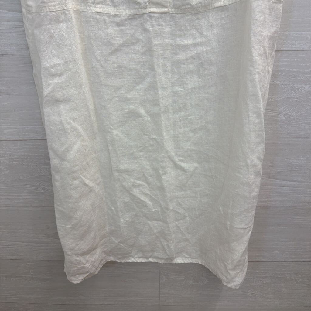 Flax White 100% Linen Sleeveless Shift Dress Medium