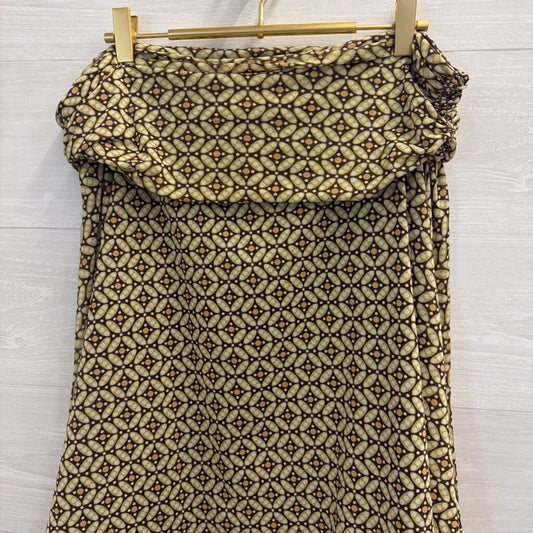 Max Studio Brown/ Green Print Midi Skirt Extra Large