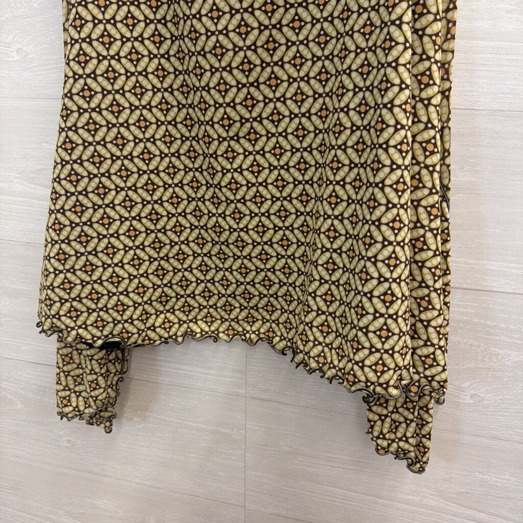 Max Studio Brown/ Green Print Midi Skirt Extra Large