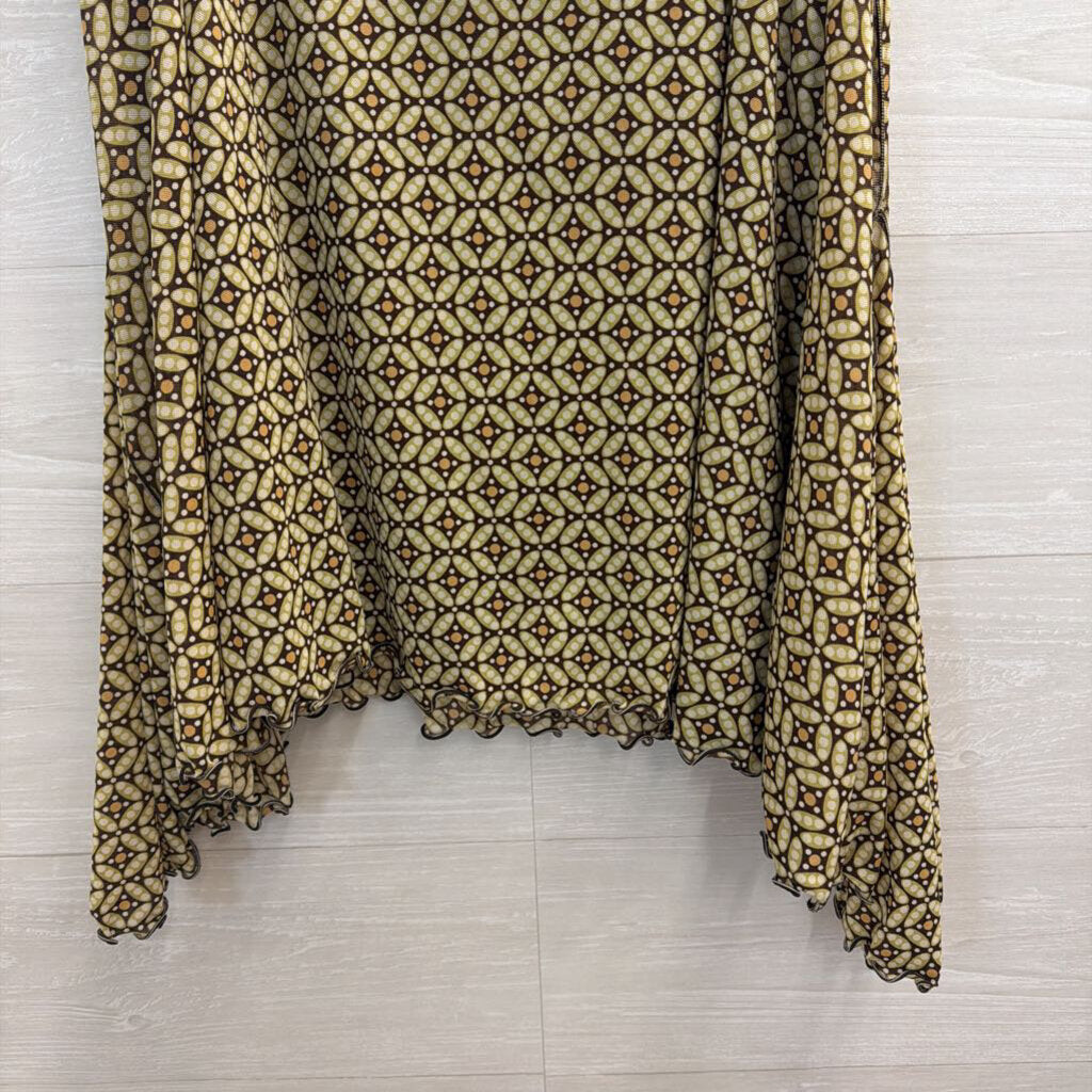 Max Studio Brown/ Green Print Midi Skirt Extra Large