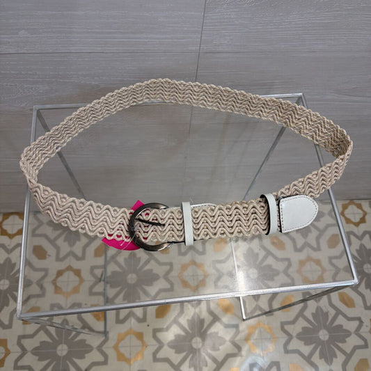Cream Woven Textured Belt Extra Large