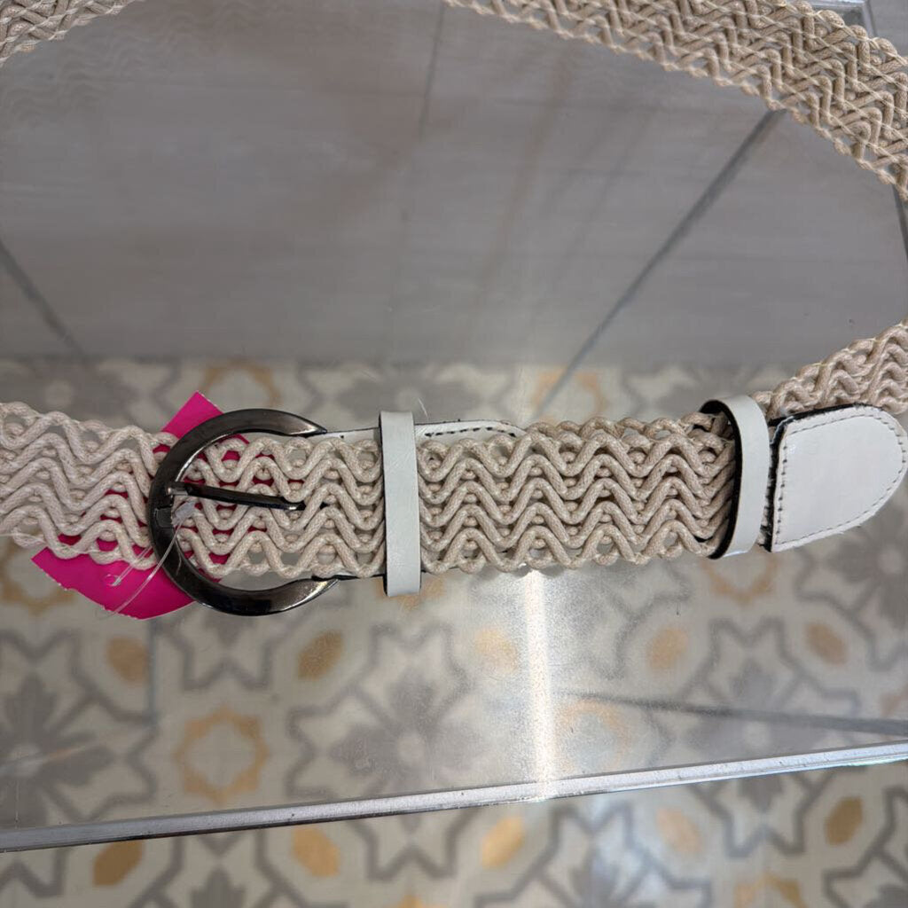Cream Woven Textured Belt Extra Large