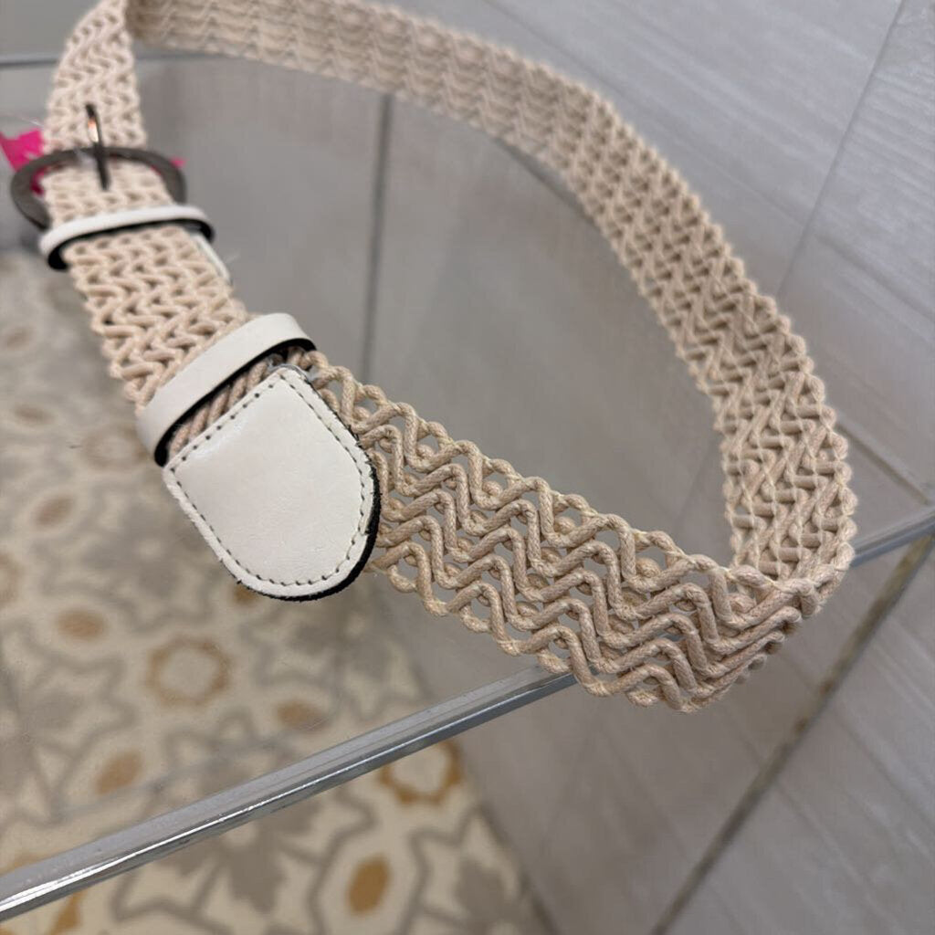 Cream Woven Textured Belt Extra Large
