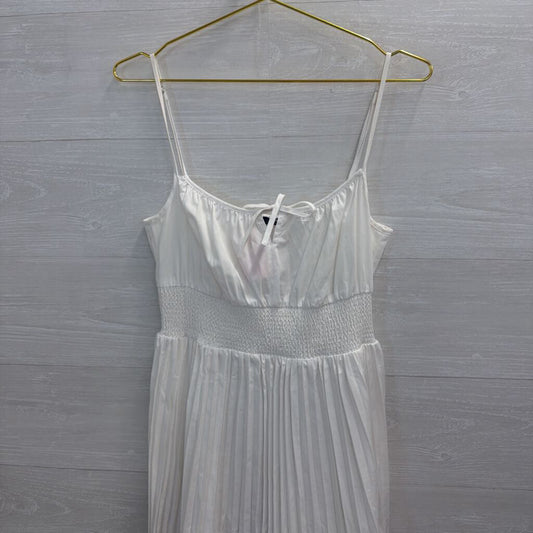 J Crew White Pleated Midi Dress Medium