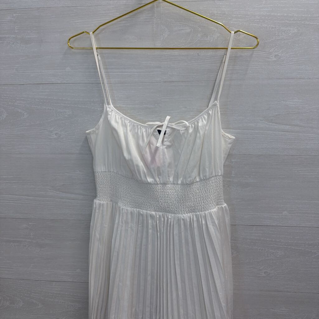 J Crew White Pleated Midi Dress Medium