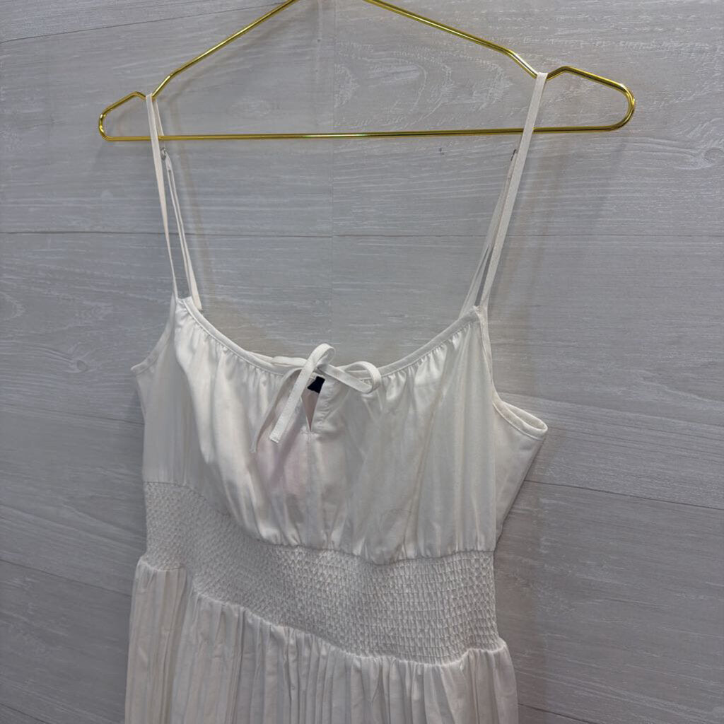 J Crew White Pleated Midi Dress Medium