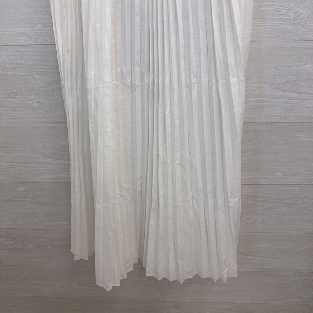 J Crew White Pleated Midi Dress Medium