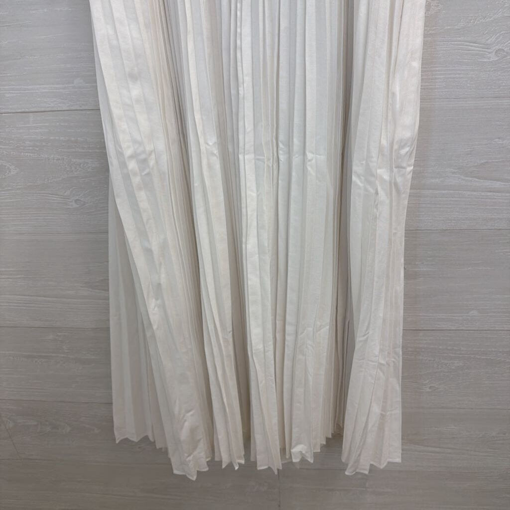 J Crew White Pleated Midi Dress Medium