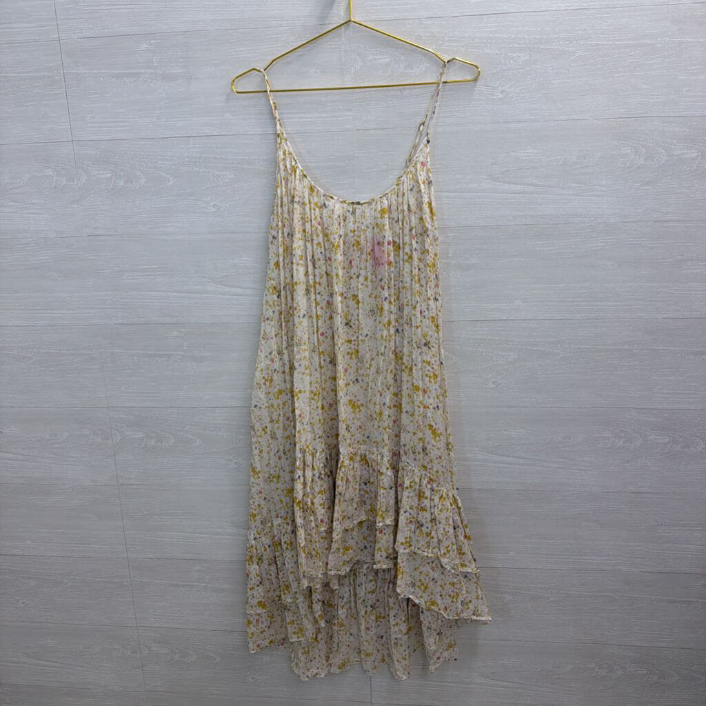 J Crew Beachwear White/ Multi Print Midi Dress Small