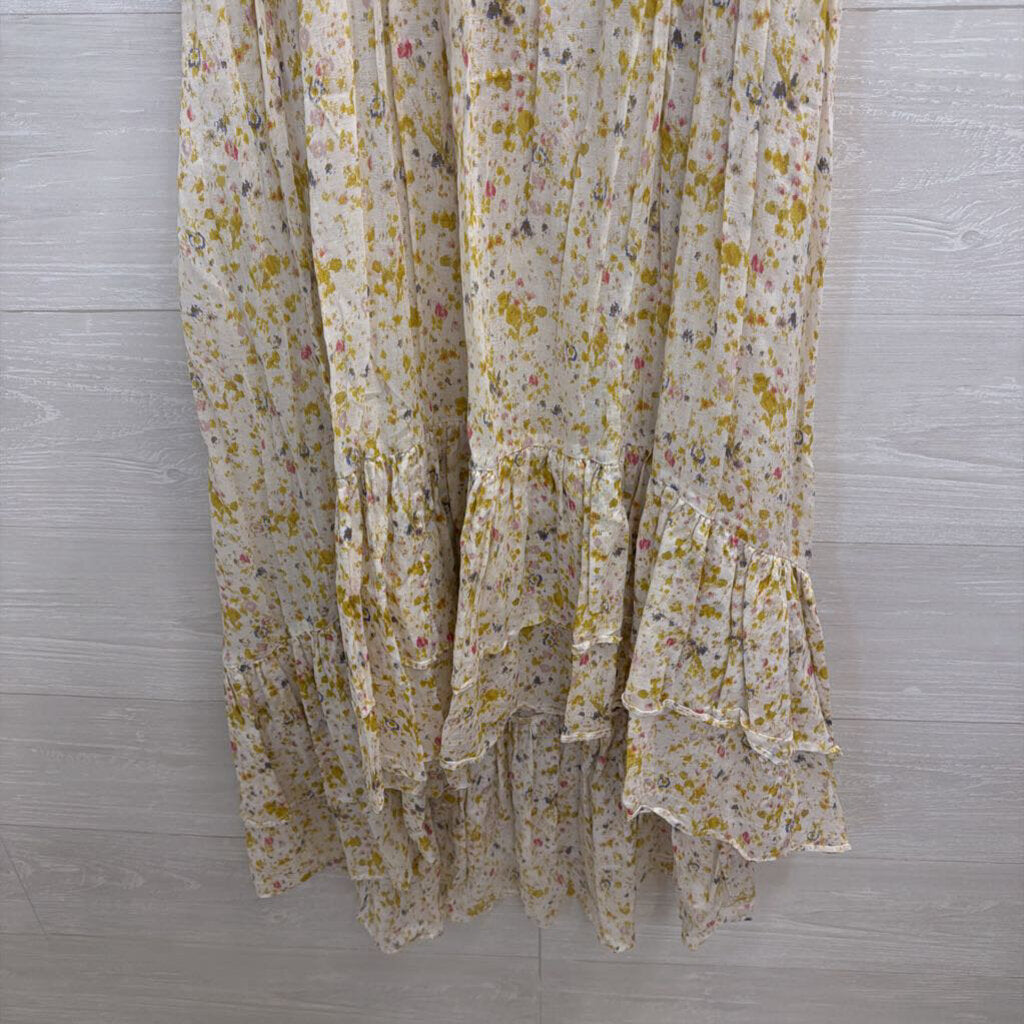 J Crew Beachwear White/ Multi Print Midi Dress Small