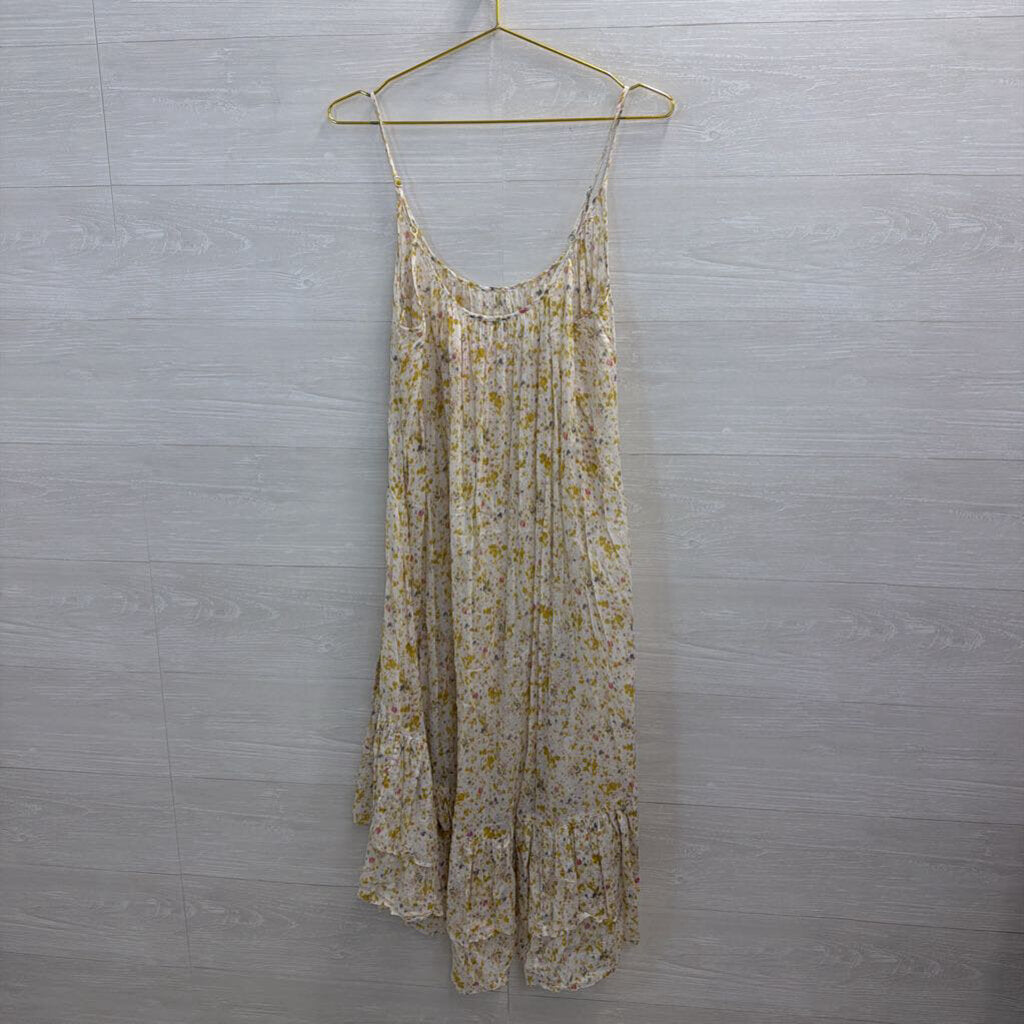 J Crew Beachwear White/ Multi Print Midi Dress Small