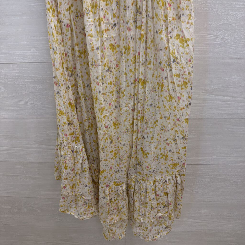 J Crew Beachwear White/ Multi Print Midi Dress Small