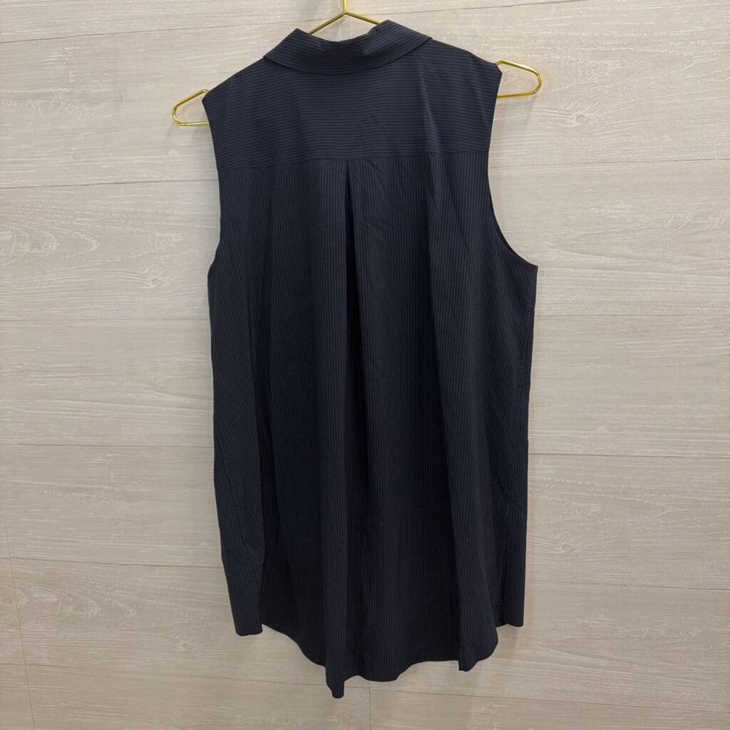 Athleta Navy Striped Sleeveless Button Down Top Medium