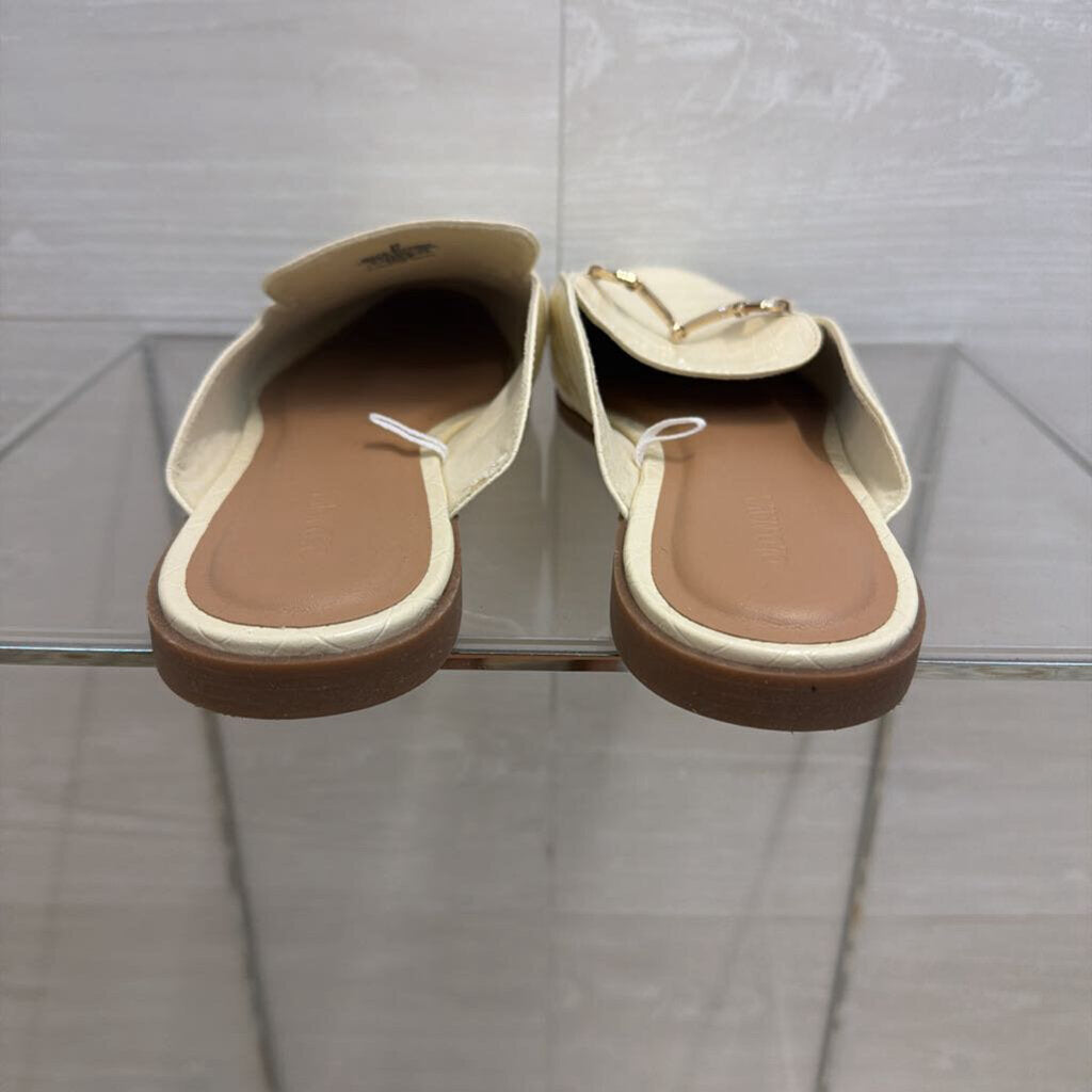 Cream Crocodile Embossed Mules 10