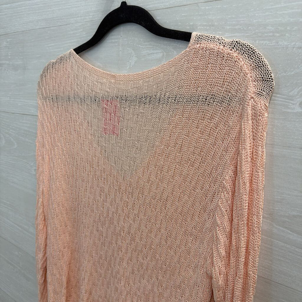 Pink Knit Button Front Long Sleeve Top Small