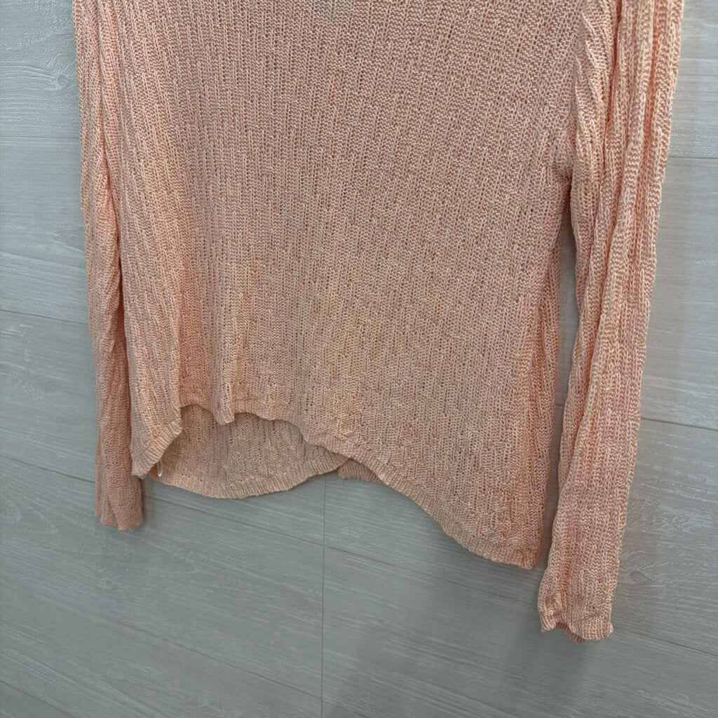 Pink Knit Button Front Long Sleeve Top Small