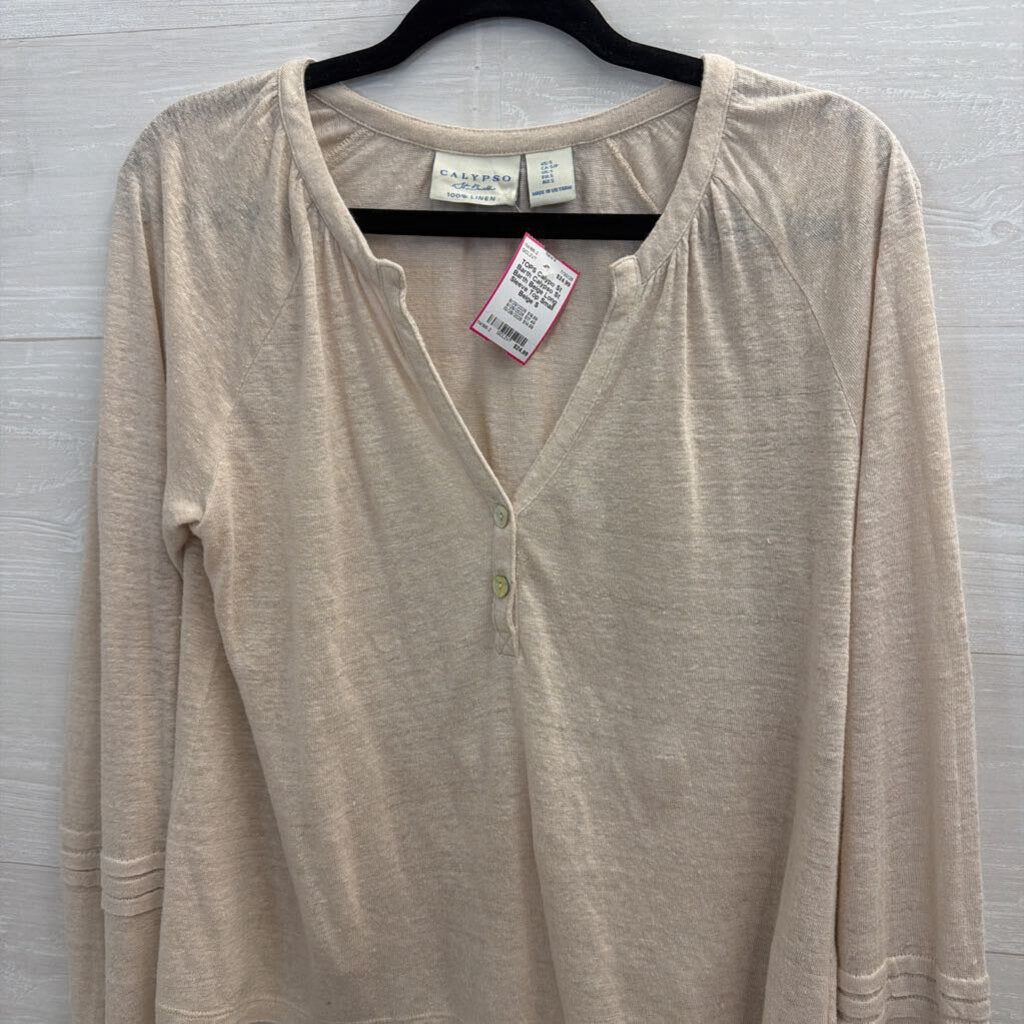 Calypso St Barth Beige Long Sleeve Top Small