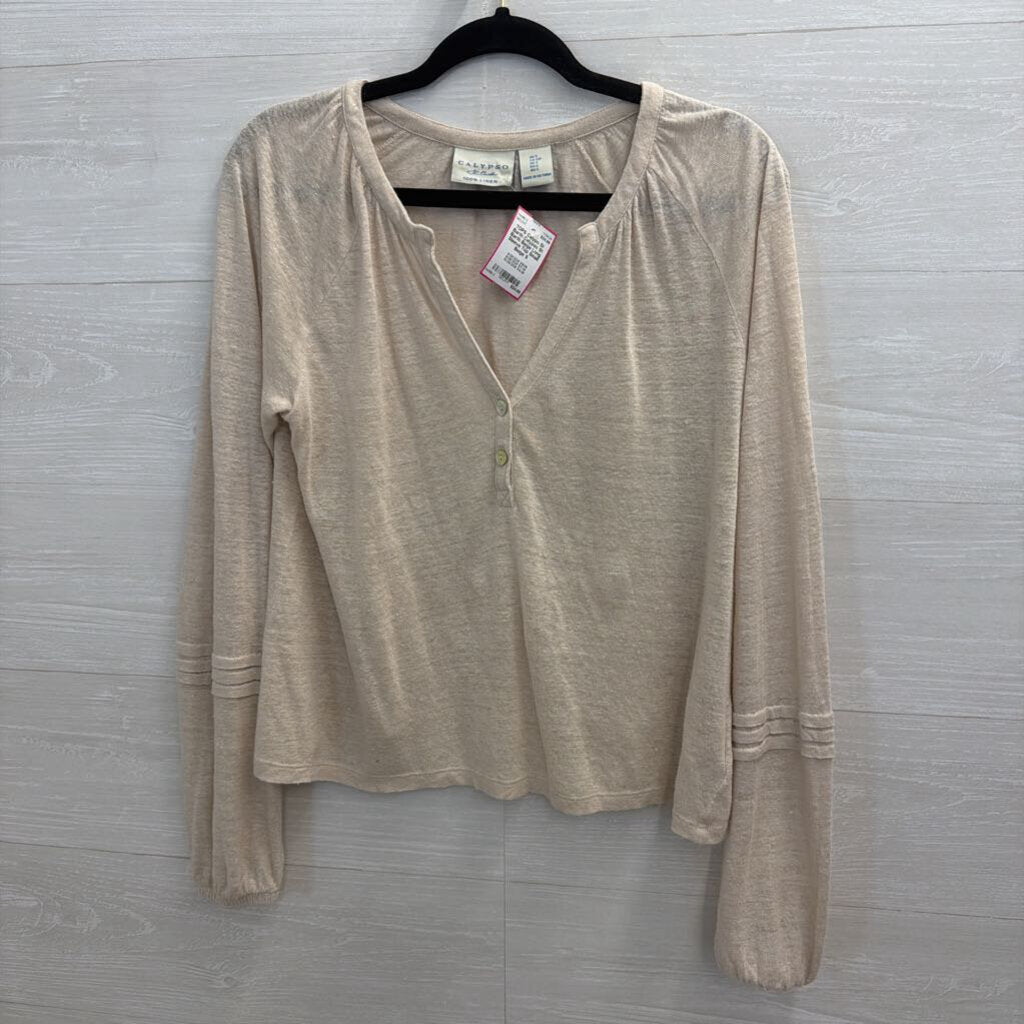 Calypso St Barth Beige Long Sleeve Top Small