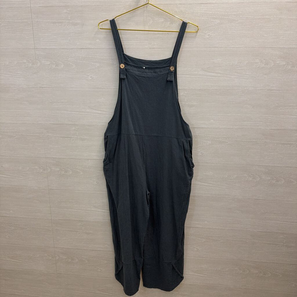 Blue Wide Leg Overall Jumpsuit Medium