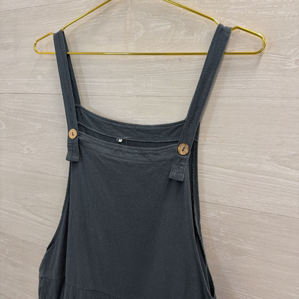 Blue Wide Leg Overall Jumpsuit Medium
